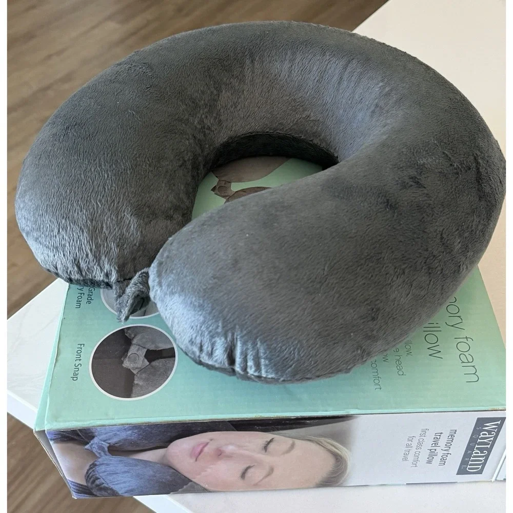 Wayland Square Memory Foam Neck Travel Pillow Gray RN#151347